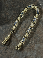 White Gold Filled Blue Diamond Gypsy Link Belcher Bracelet 10mm