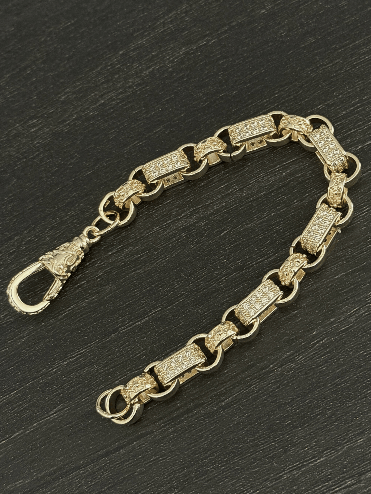 Yellow Gold Filled Diamond Gypsy Link Belcher Bracelet 10mm