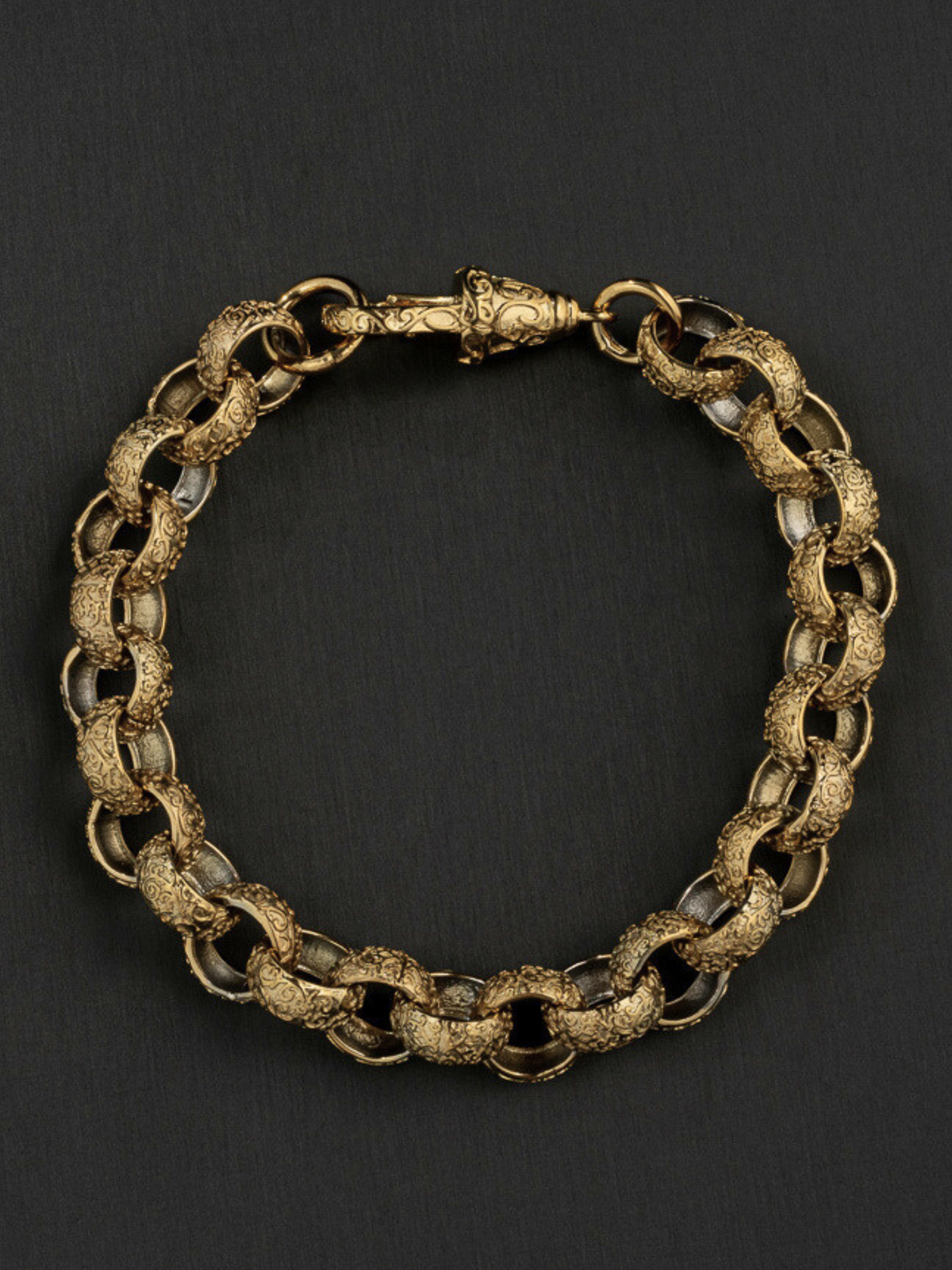 9ct Gold Filled Full Patterned Belcher Bracelet 12mm