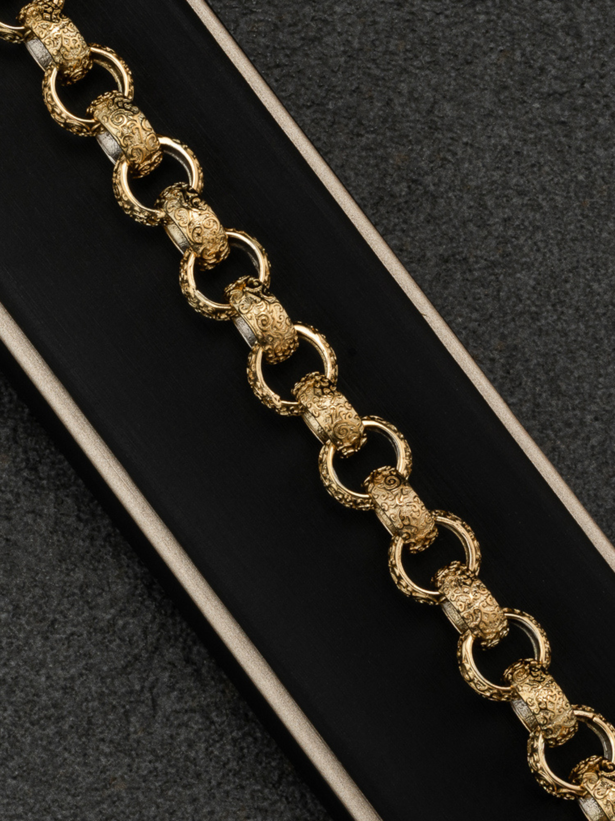 9ct Gold Filled Full Patterned Belcher Bracelet 12mm