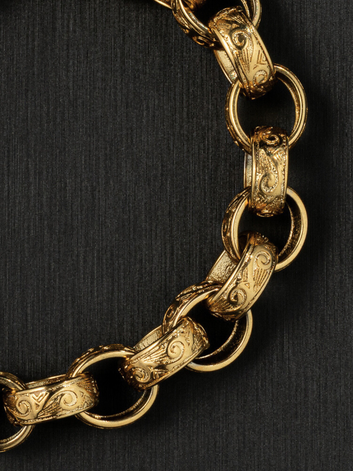 9ct Gold Filled Patterned Oval Belcher Bracelet 13mm