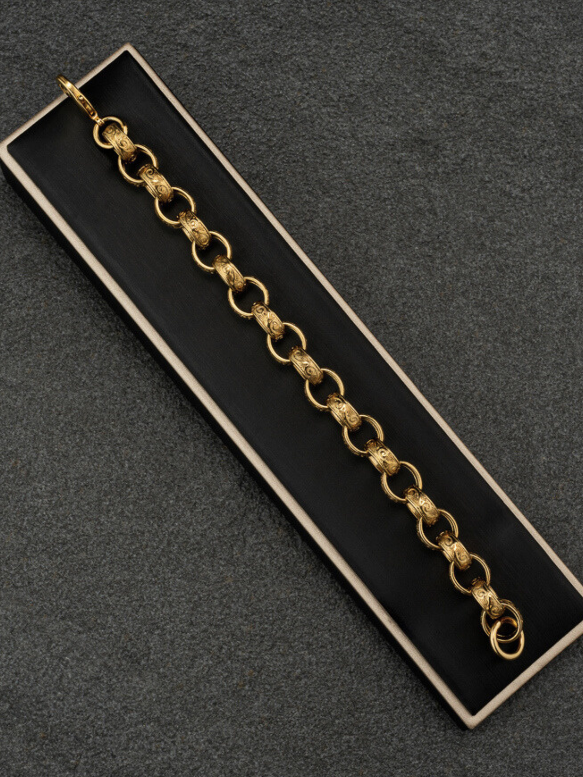 9ct Gold Filled Patterned Oval Belcher Bracelet 13mm