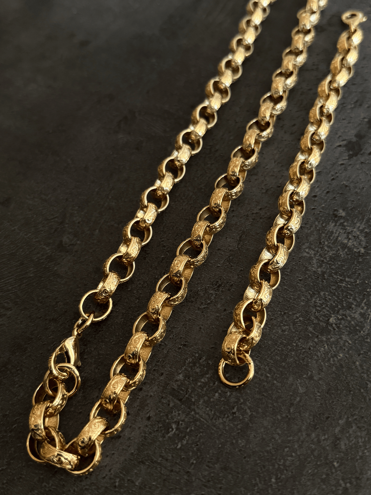 9ct Gold Filled Patterned Oval Belcher Set 13mm