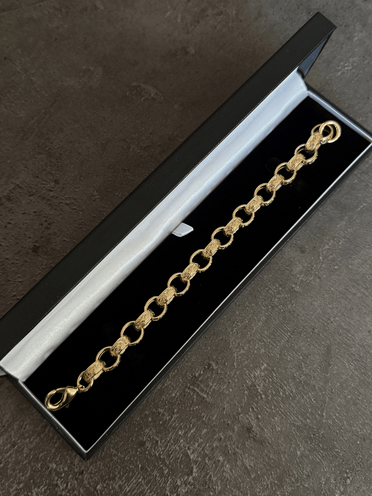 9ct Gold Filled Patterned Oval Belcher Bracelet 13mm