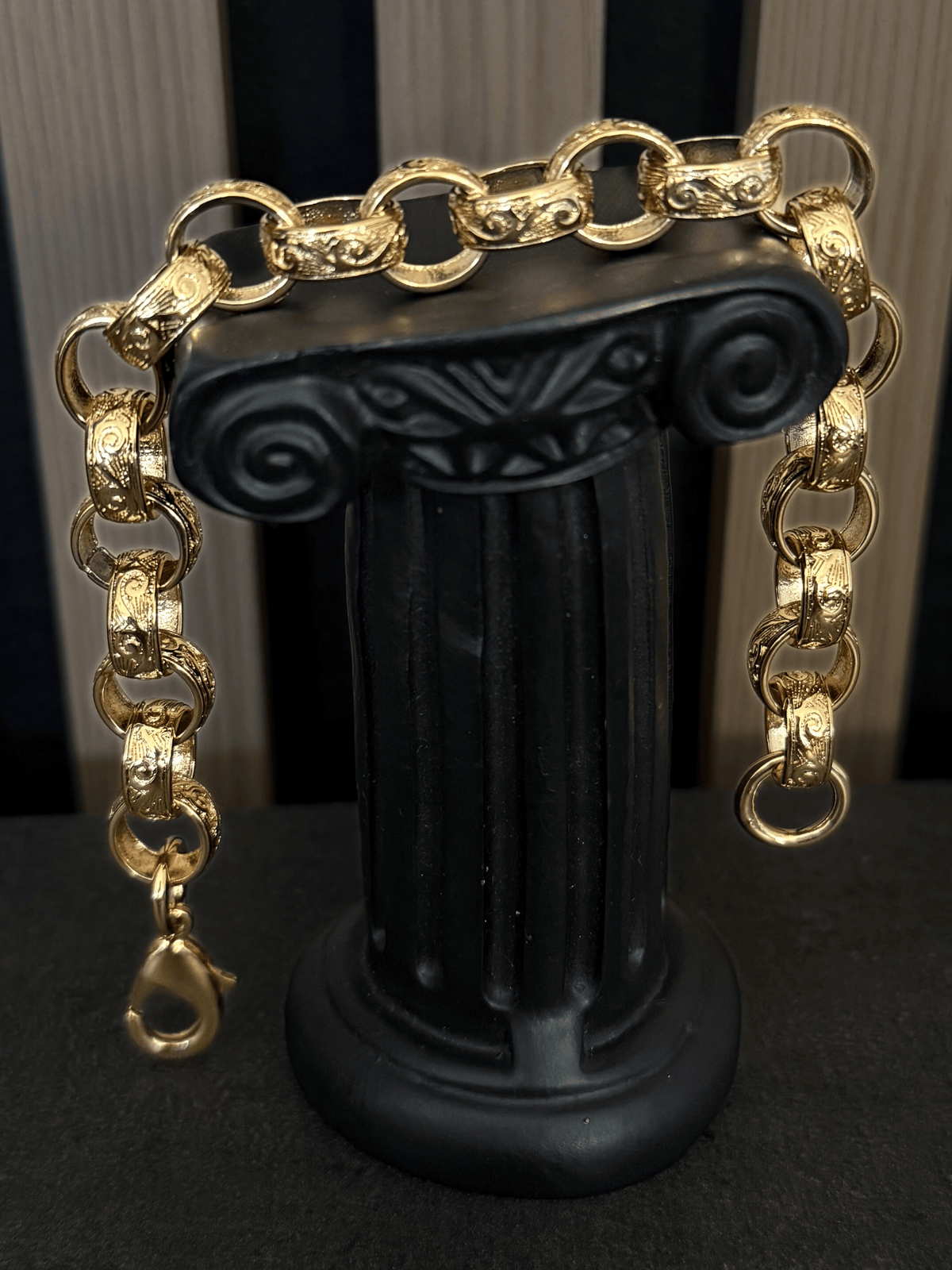 9ct Gold Filled Patterned Oval Belcher Bracelet 13mm