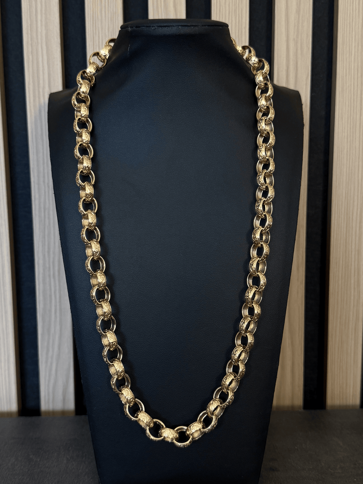 9ct Gold Filled Patterned Oval Belcher Chain 13mm