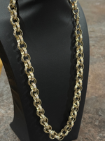 9ct Gold Filled Patterned & Diamond Belcher Chain 14mm