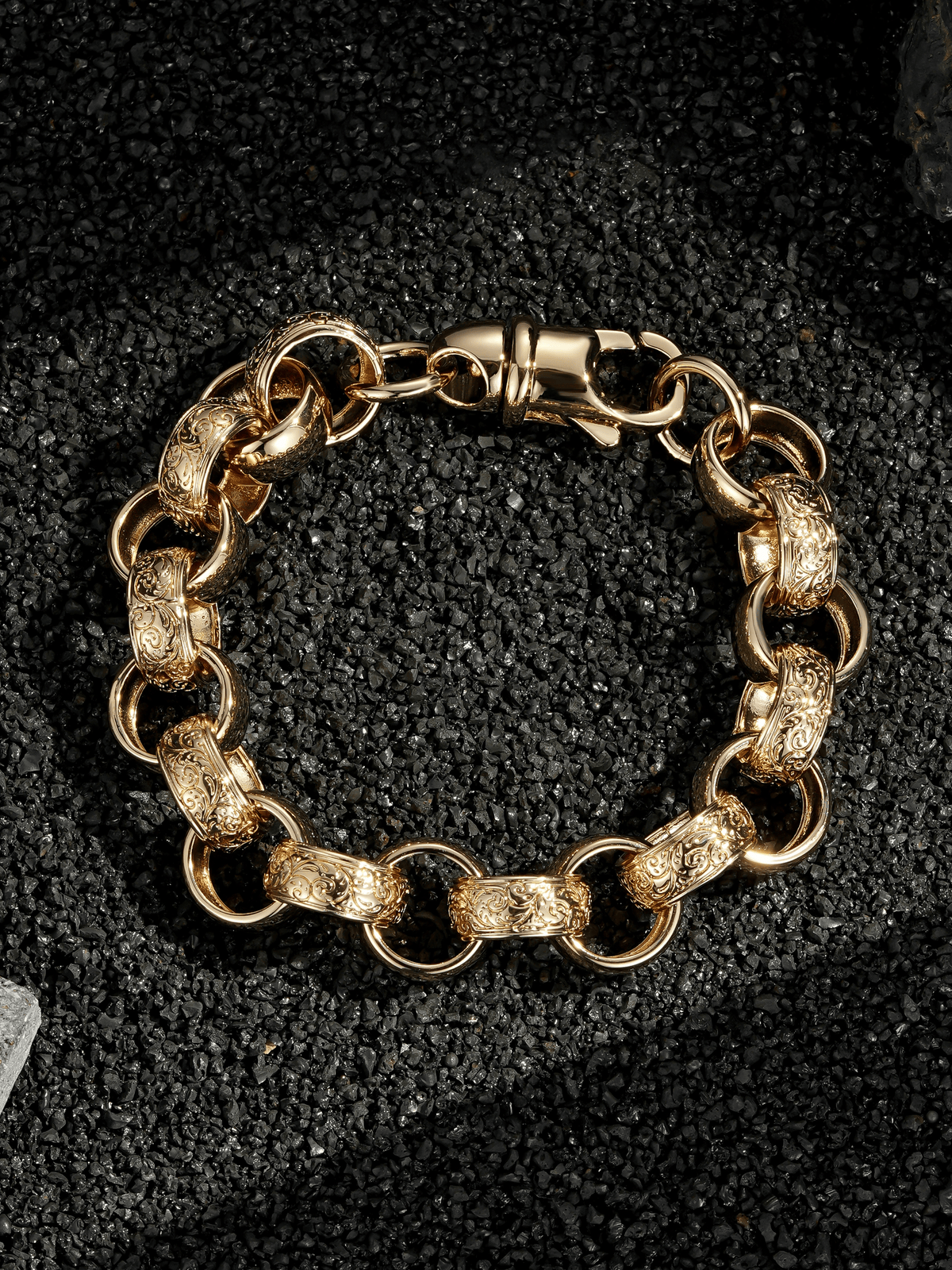 9ct Gold Filled Patterned Belcher Bracelet 15mm