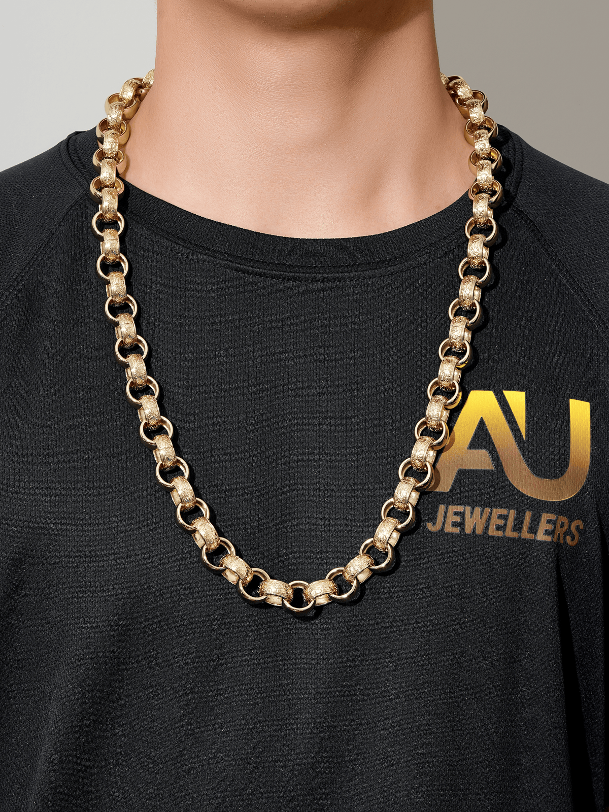 9ct Gold Filled Patterned Belcher Chain 15mm