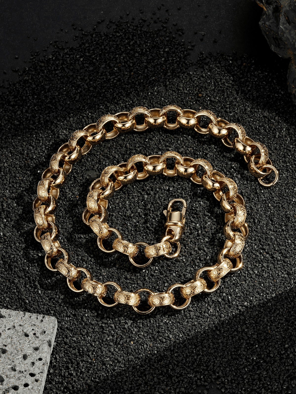 9ct Gold Filled Patterned Belcher Chain 15mm