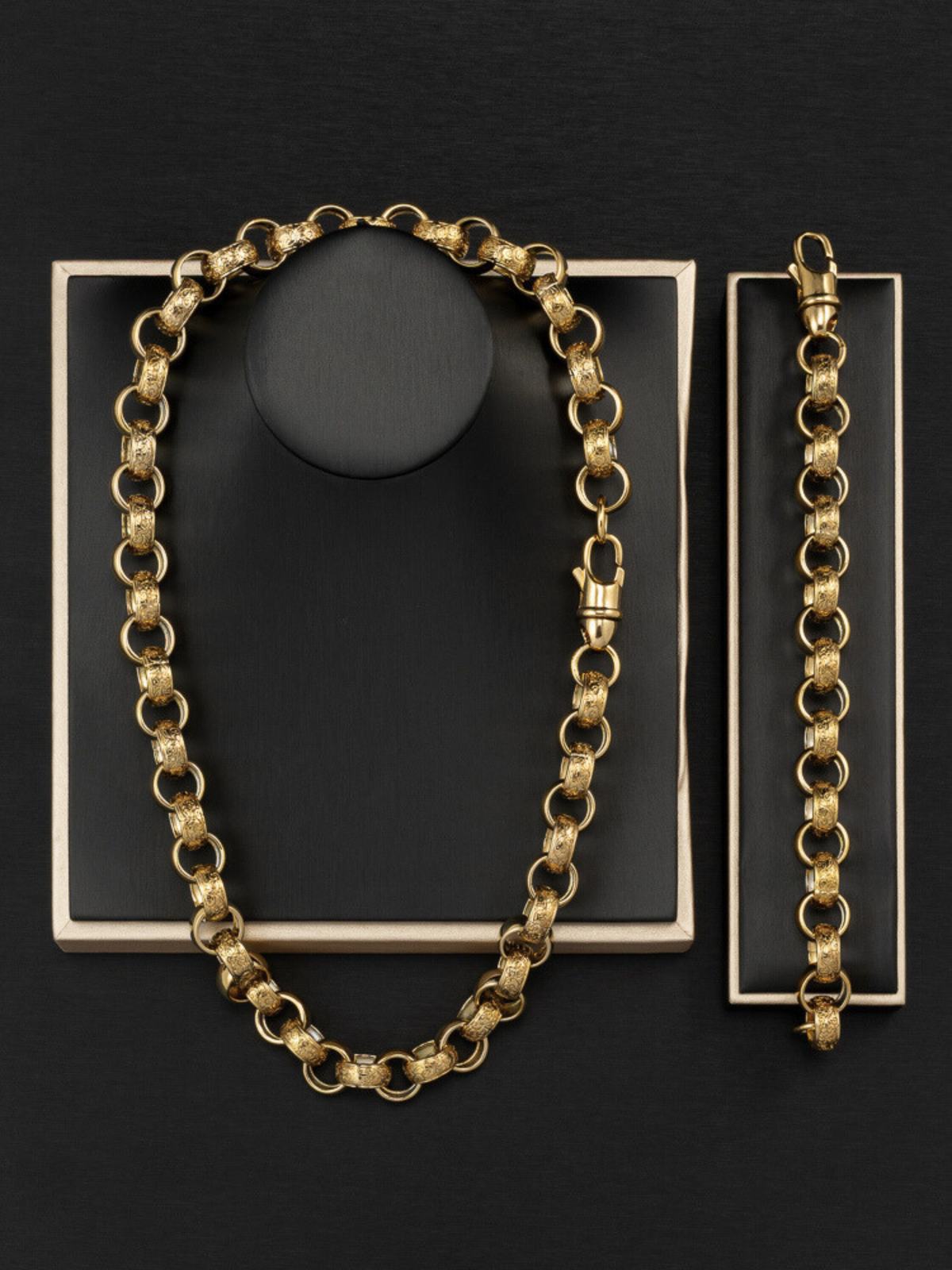 9ct Gold Filled Patterned Belcher Set 15mm