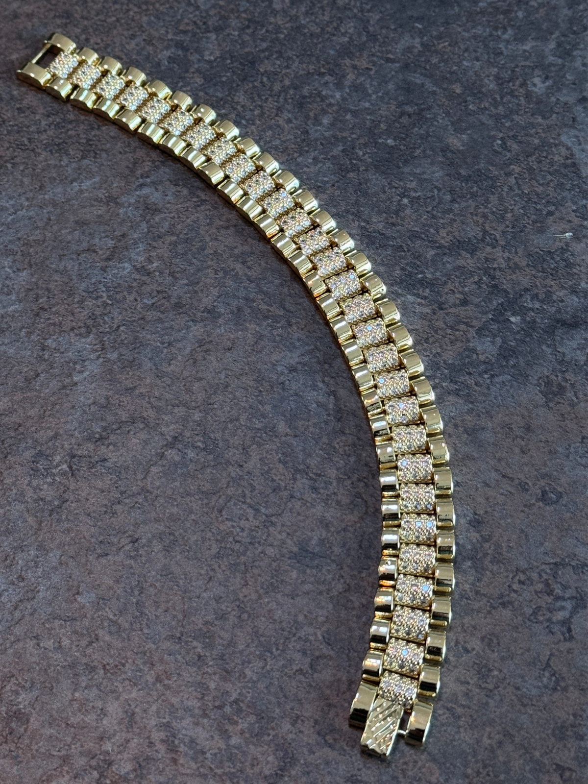 Gold Filled Diamond Presidential Bracelet 15mm