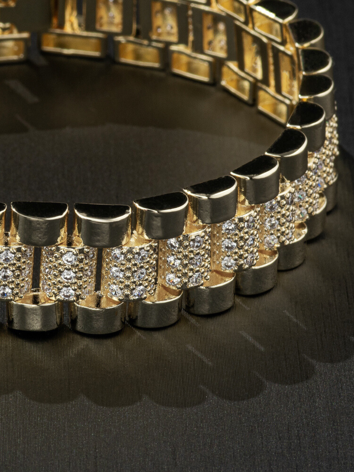 Gold Filled Diamond Presidential Bracelet 15mm