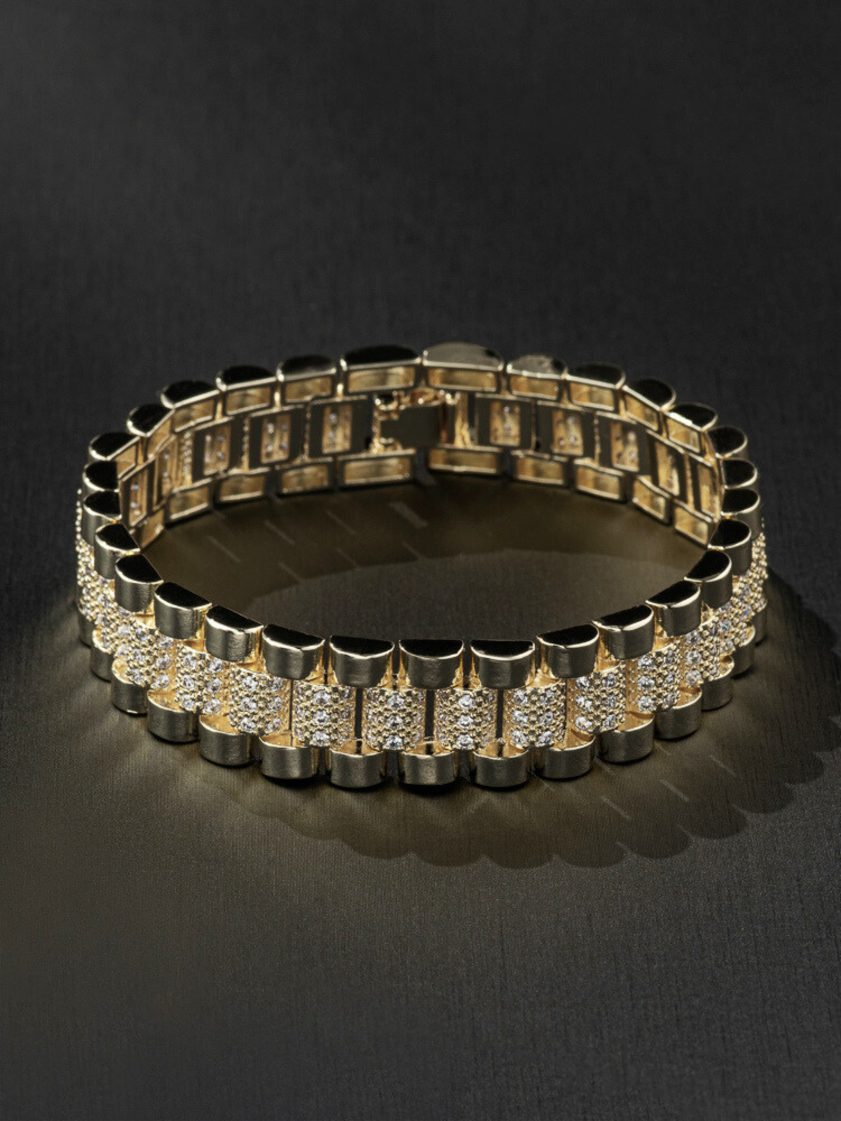 Gold Filled Diamond Presidential Bracelet 15mm