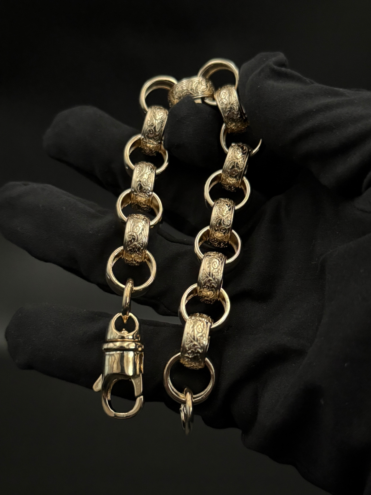 9ct Gold Filled Patterned Belcher Bracelet 15mm