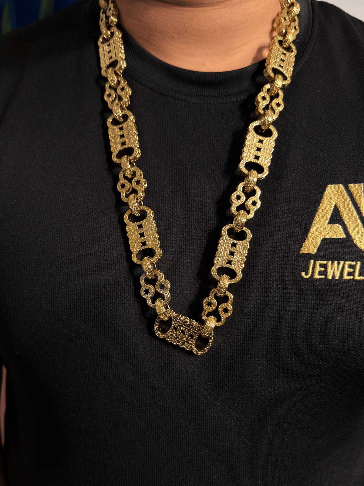 *NEW* 9ct Gold Filled XL Stars & Bars Chain 20mm