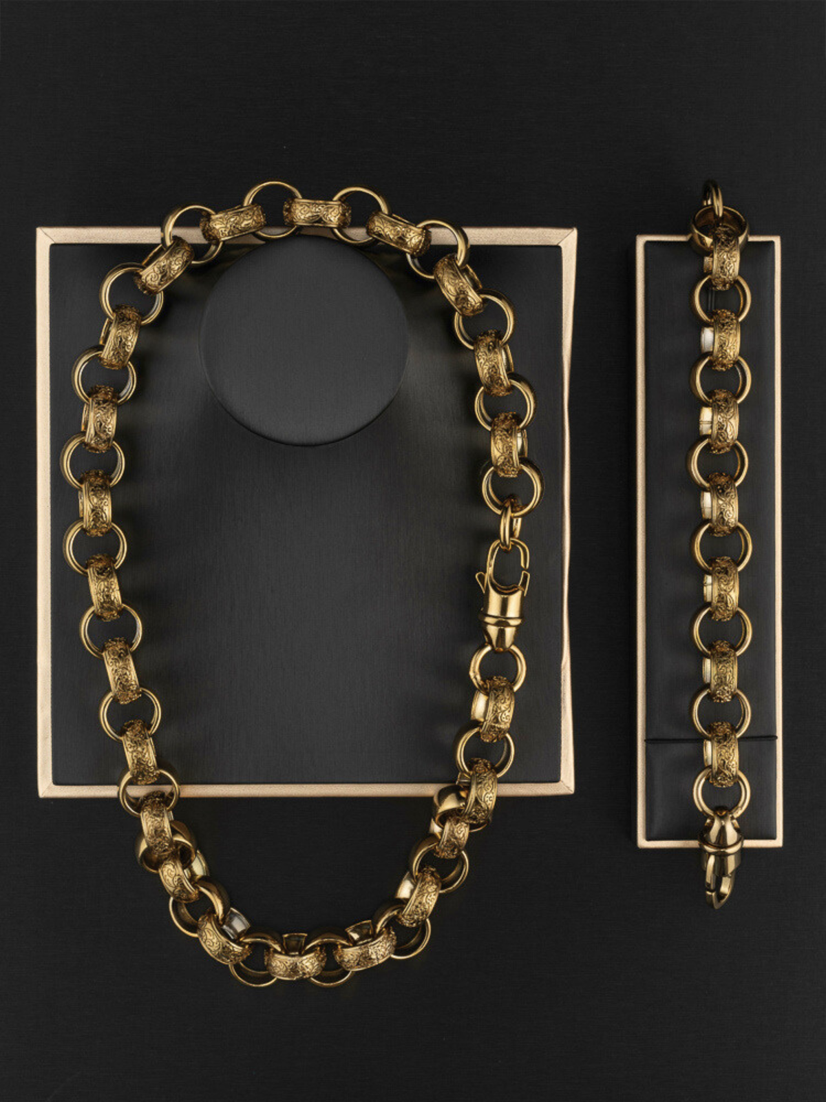 9ct Gold Filled XL Patterned Belcher Set 21mm