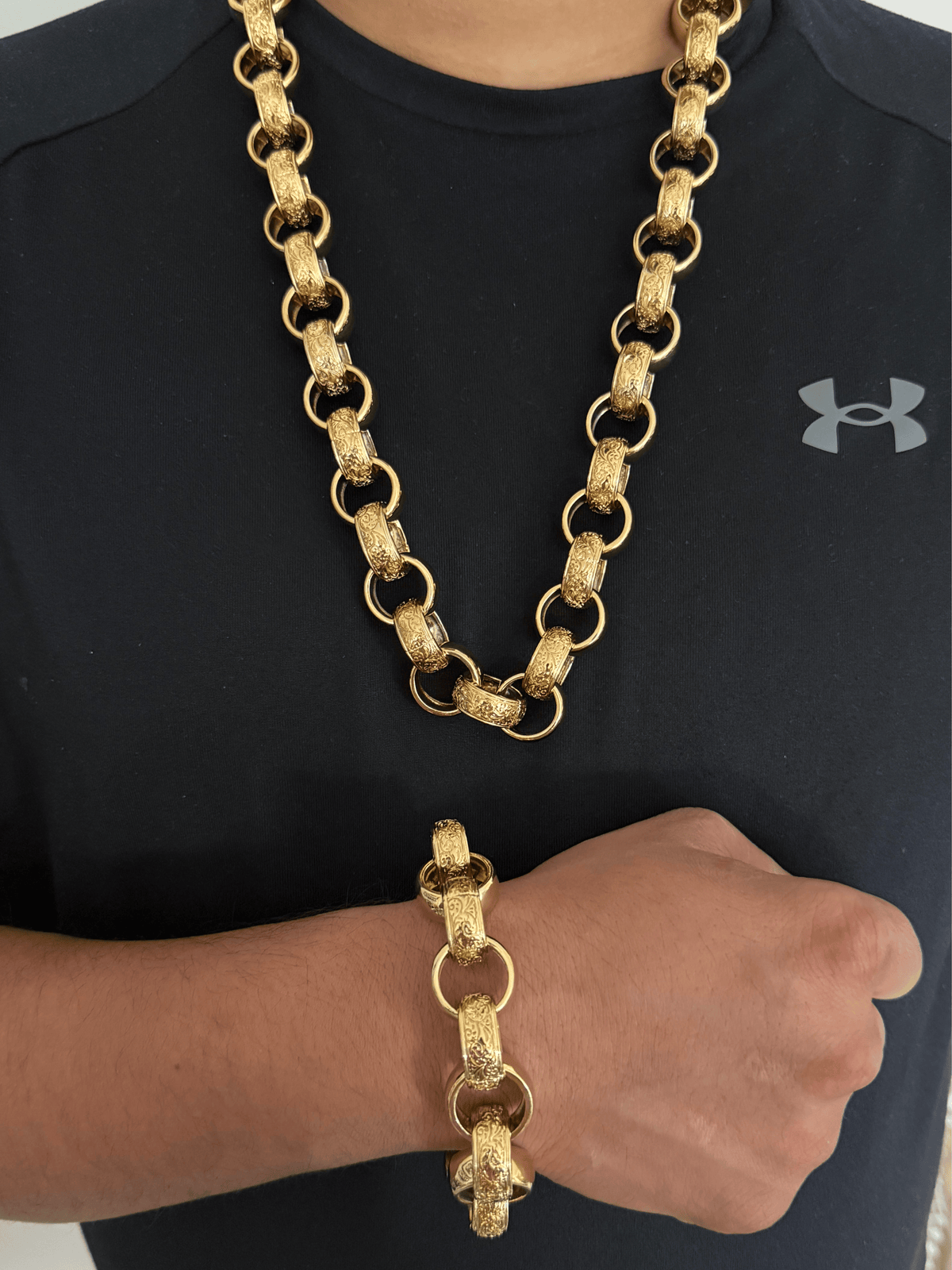 9ct Gold Filled XL Patterned Belcher Set 21mm