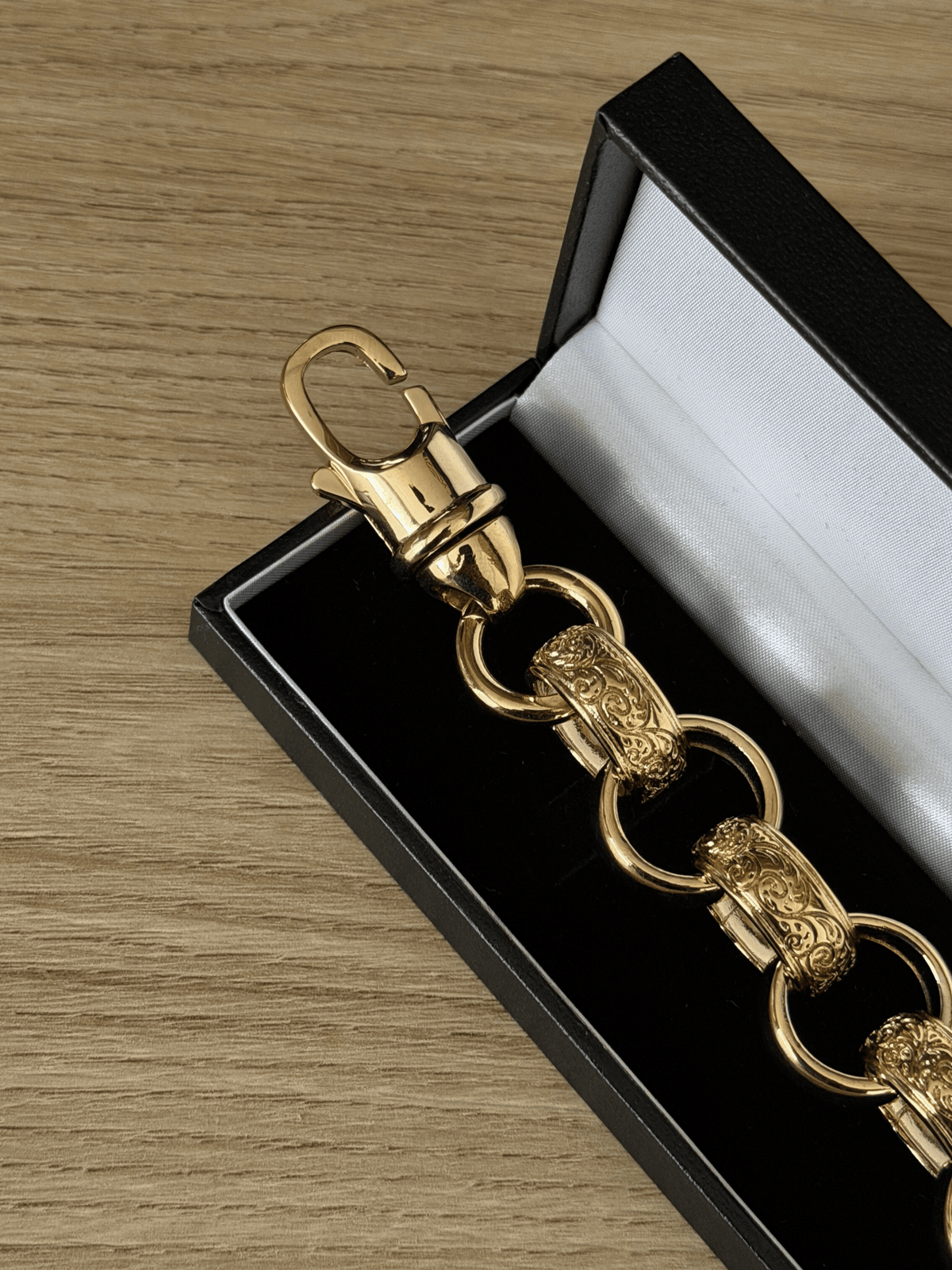 9ct Gold Filled XL Patterned Belcher Bracelet 21mm