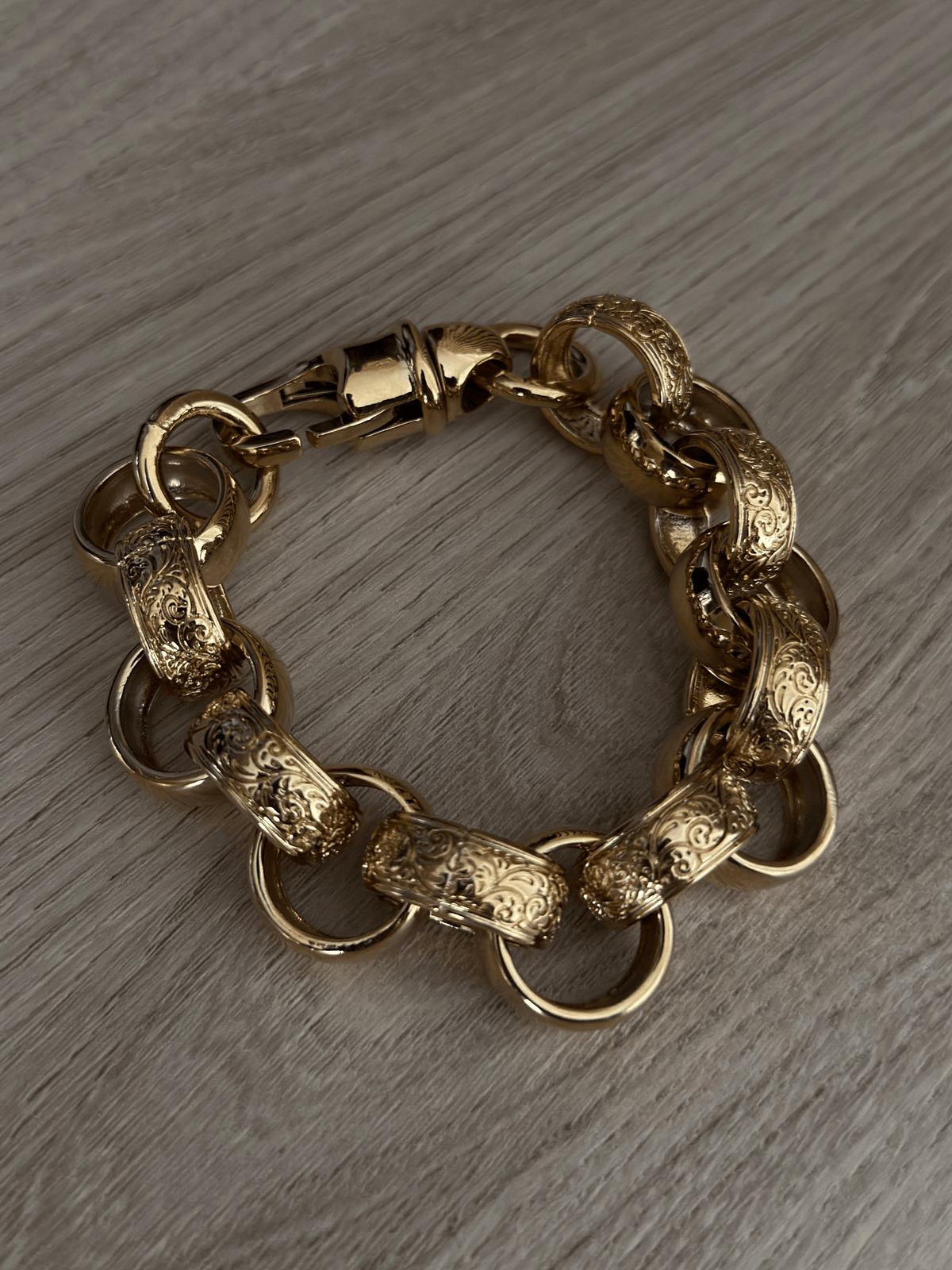 9ct Gold Filled XL Patterned Belcher Bracelet 21mm