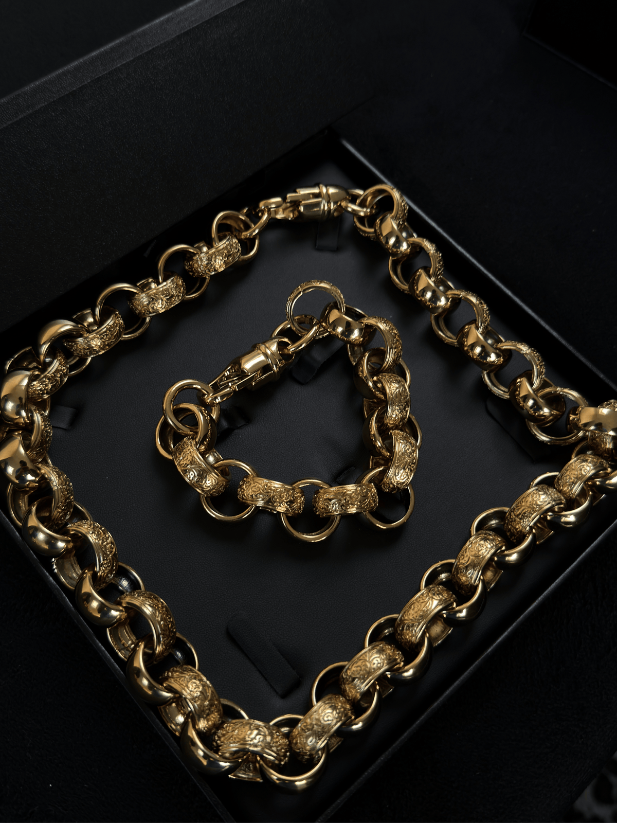 9ct Gold Filled XL Patterned Belcher Set 21mm