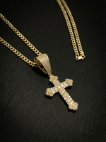 Gold Filled Diamond Cross Pendant on 4mm Curb Necklace