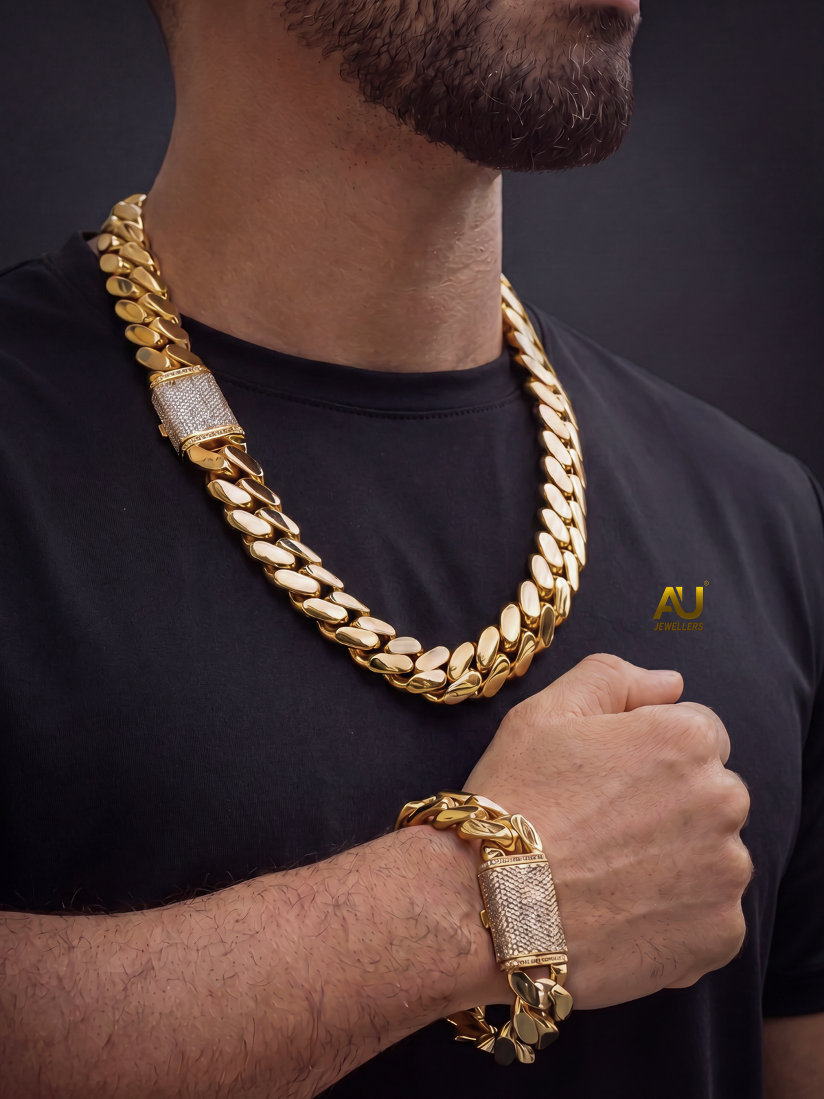 Gold Filled XL Cuban Set 20mm - Diamond Clasp