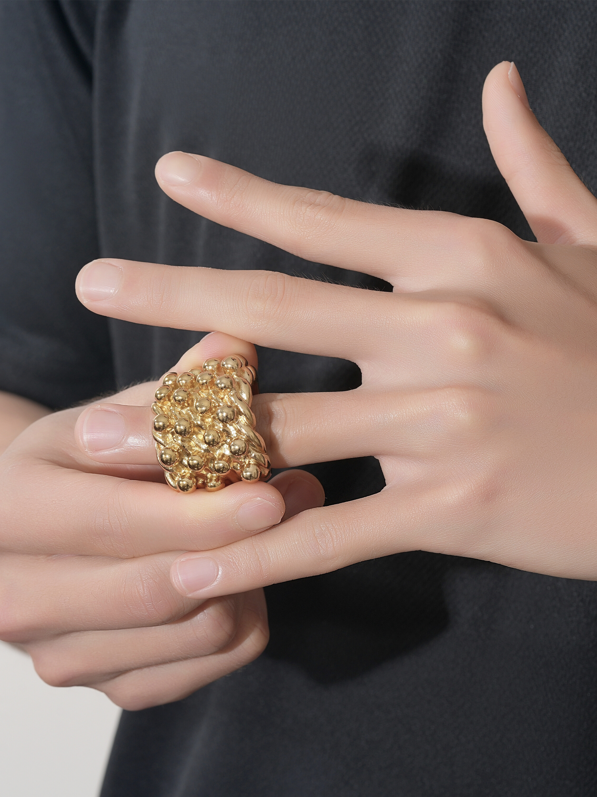 9ct Gold Filled Huge 4 Row Keeper Ring