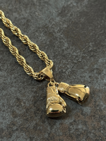 Gold Filled Boxing Gloves Pendant On A 6mm Rope Chain