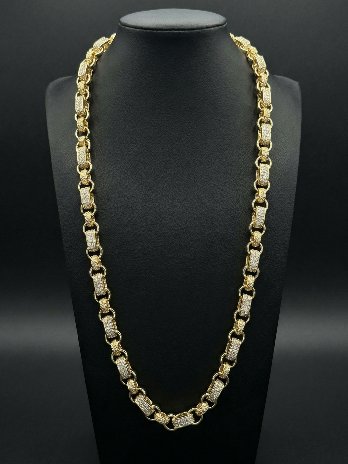 9ct Gold Filled Diamond Gypsy Link Belcher Chain 10mm