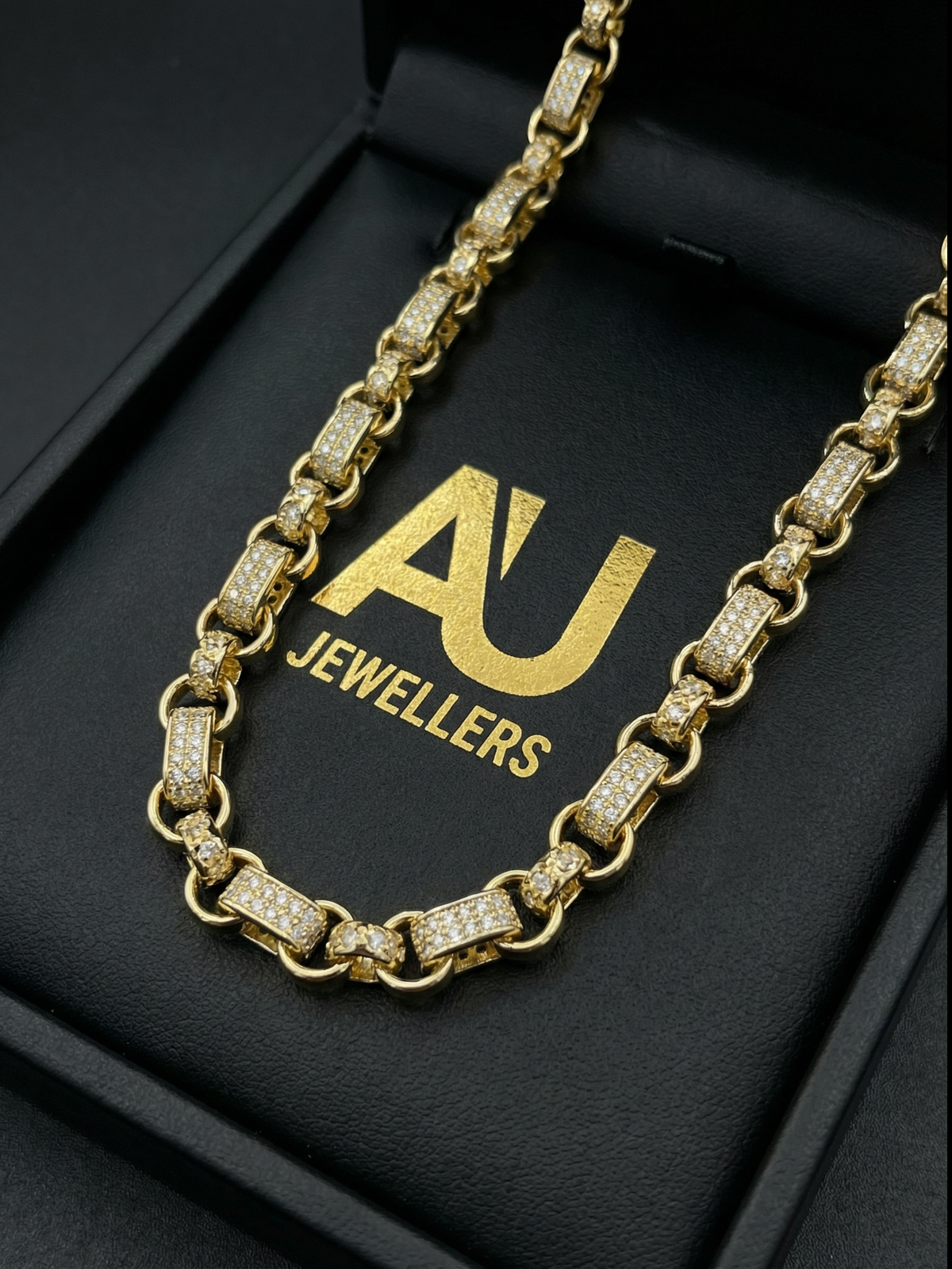 9ct Gold Filled Diamond Gypsy Link Belcher Chain 10mm