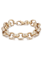 9ct Gold Filled Patterned & Diamond Belcher Bracelet 14mm