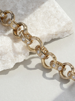 9ct Gold Filled Patterned & Diamond Belcher Bracelet 14mm