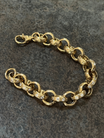 9ct Gold Filled Patterned & Diamond Belcher Bracelet 14mm