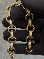 9ct Gold Filled Patterned & Diamond Belcher Bracelet 14mm