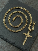 Gold Filled Crusifix Pendant On A 6mm Rope Chain