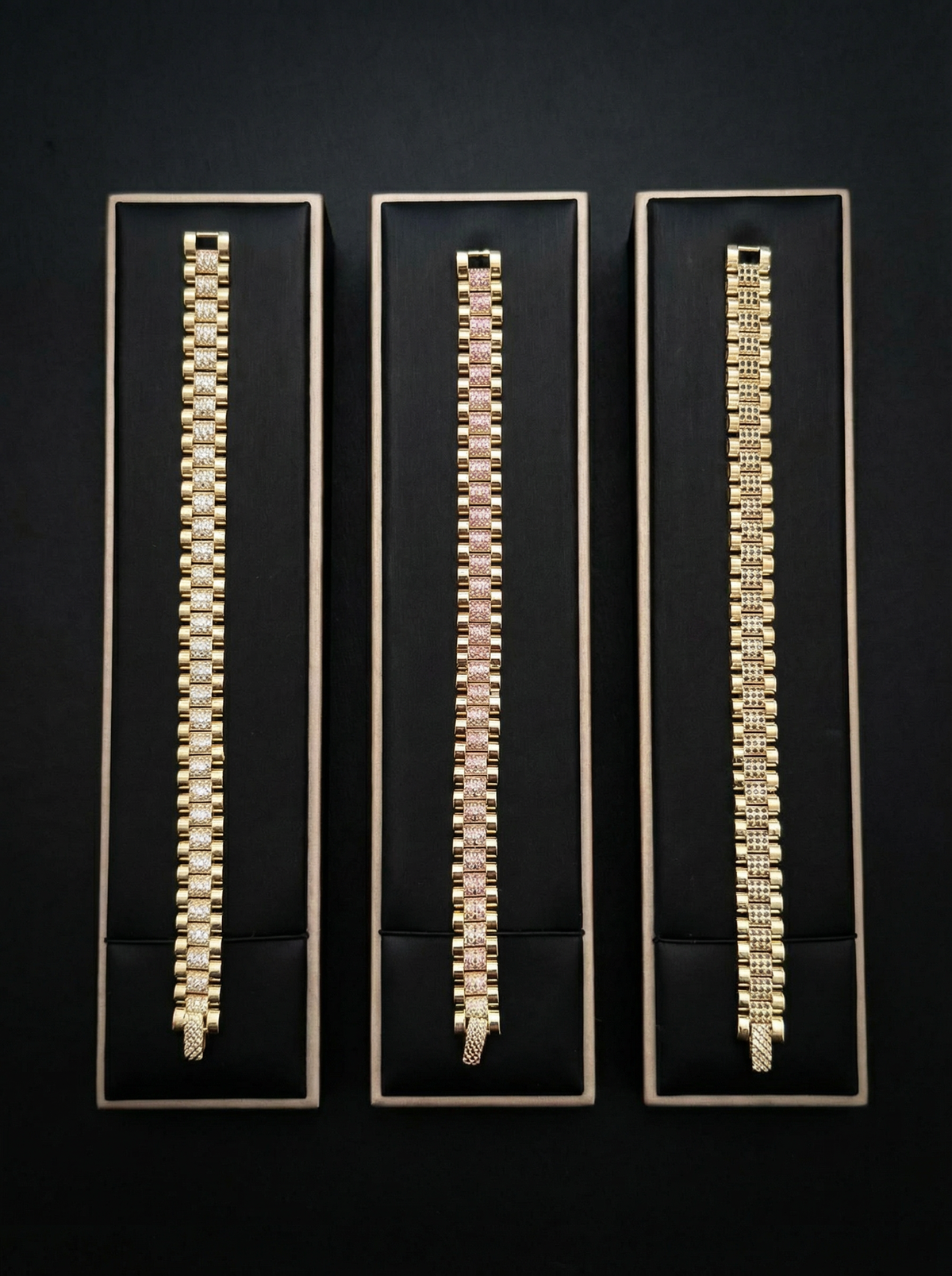 🎁 Gold Filled Diamond Presidential Bracelet 10mm Multi-colour (100% off)