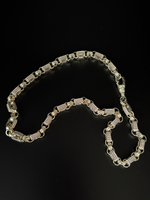 White Gold Filled Pink Diamond Gypsy Link Belcher Chain 10mm