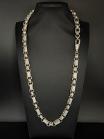 White Gold Filled Diamond Gypsy Link Belcher Chain 10mm