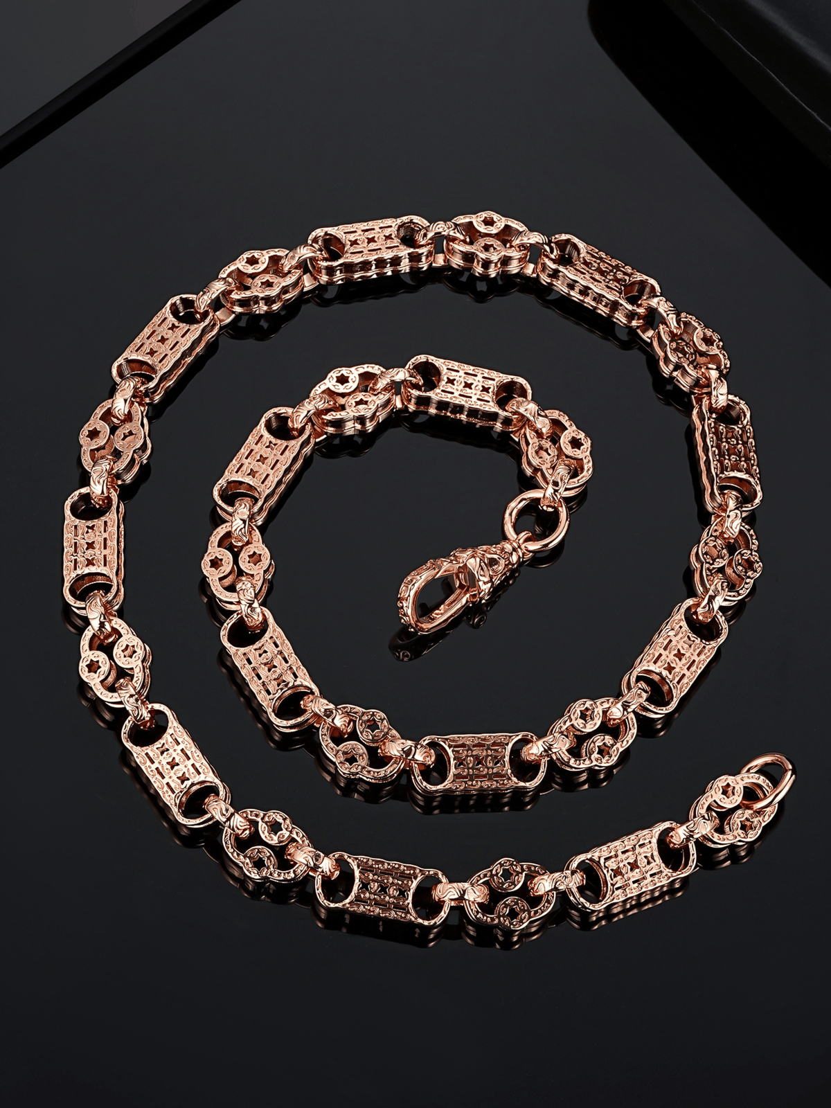 9ct Gold Filled Stars & Bars Chain 10mm