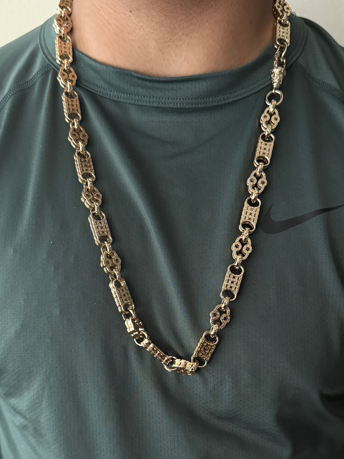 9ct Gold Filled Stars & Bars Chain 10mm