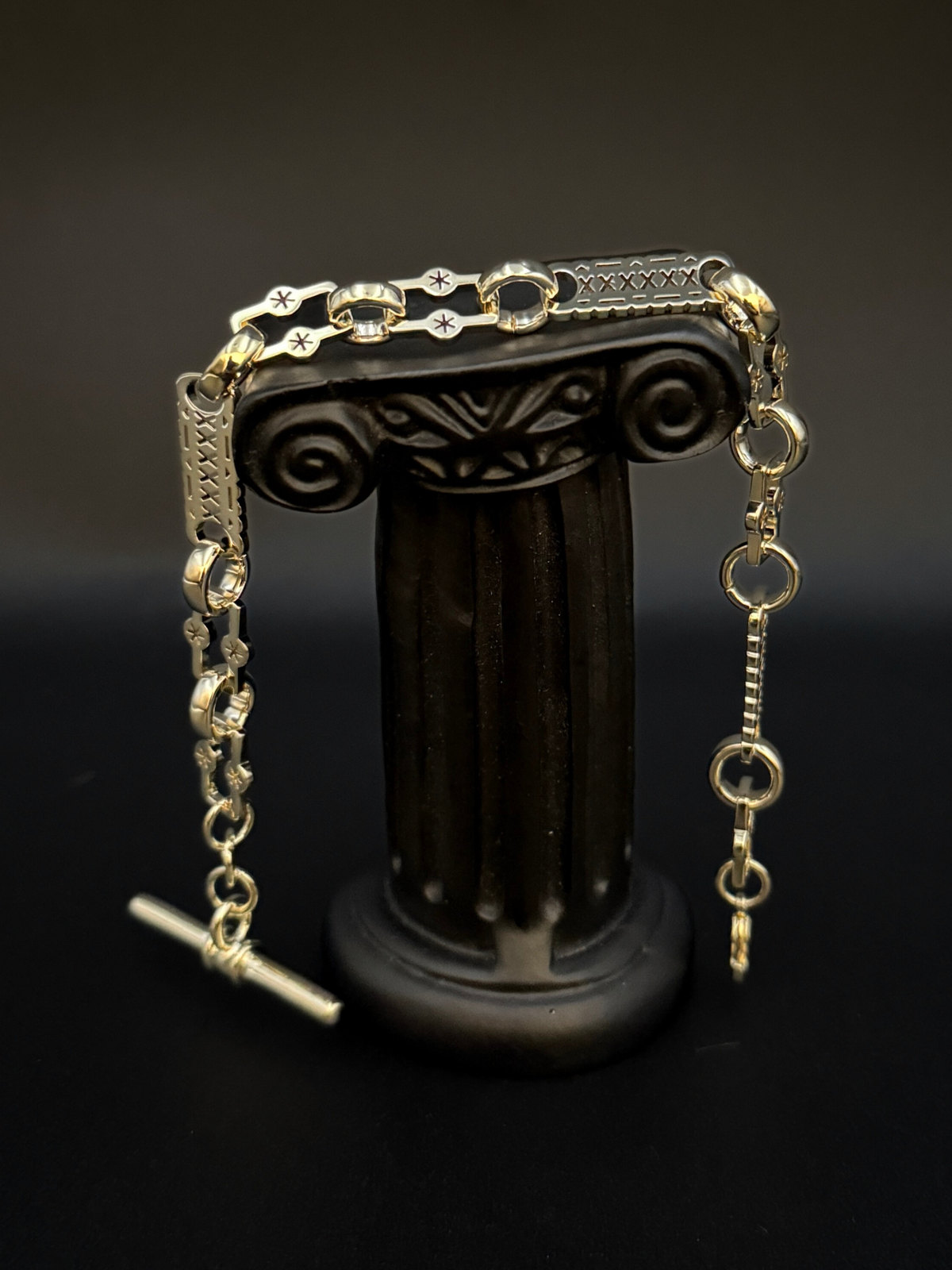 9ct Gold Filled Stars & Bars Bracelet With T-Bar