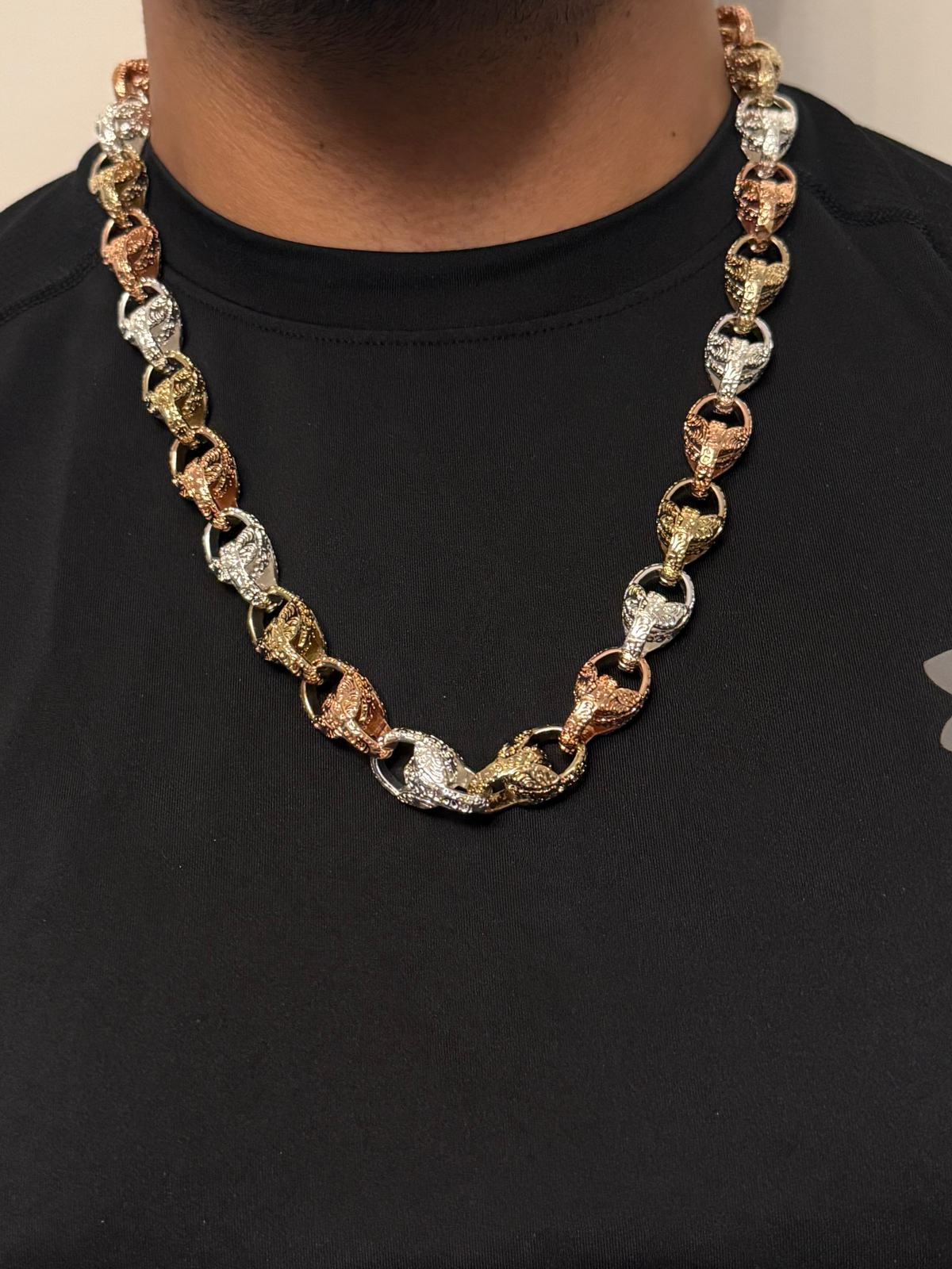 9ct Tri-Colour Gold Filled Tulip Chain 13mm