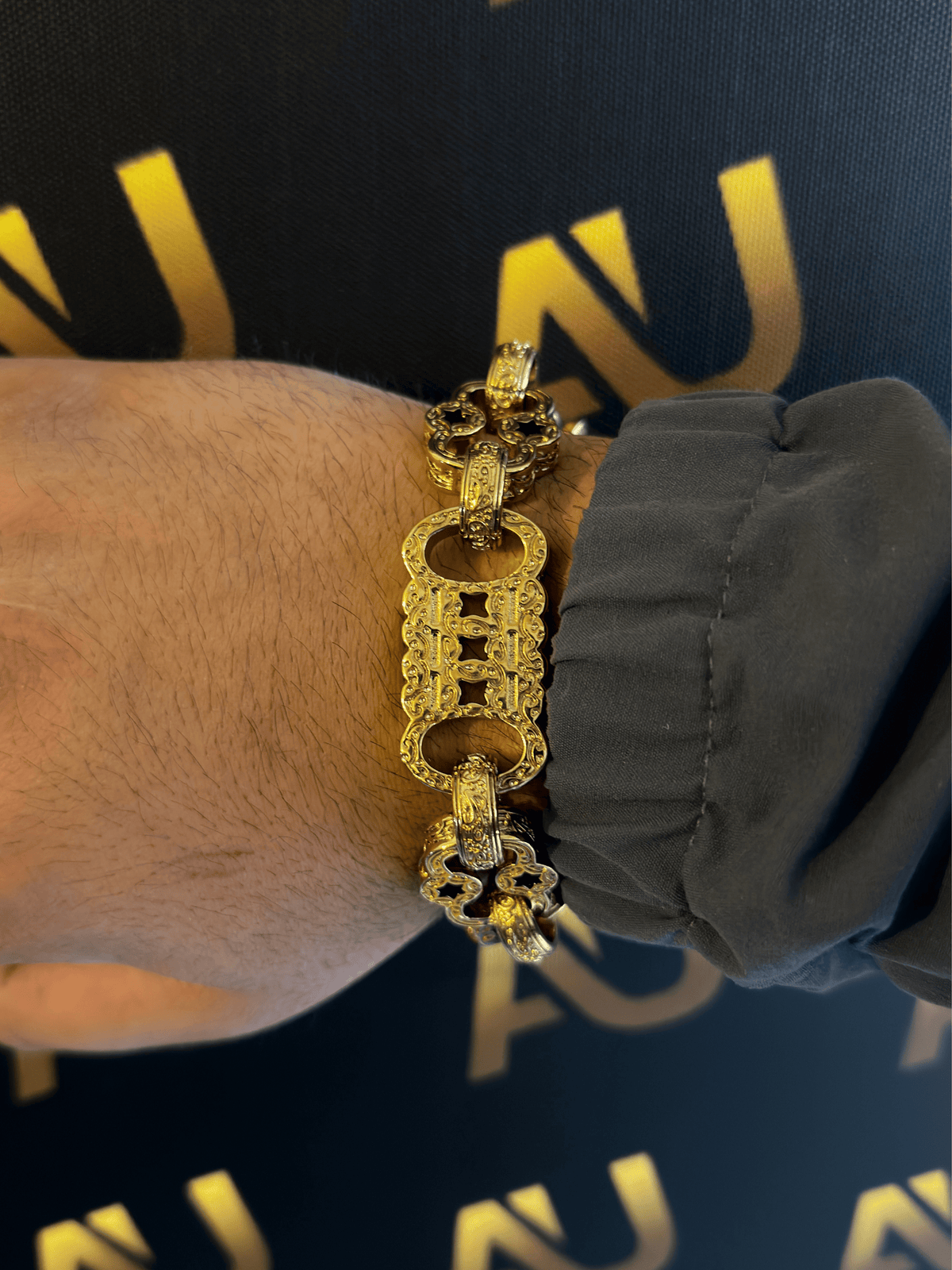 9ct Gold Filled XL Stars & Bars Bracelet 20mm