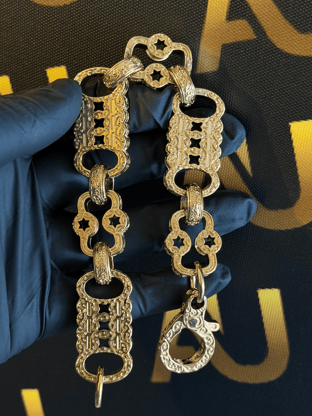 9ct Gold Filled XL Stars & Bars Bracelet 20mm