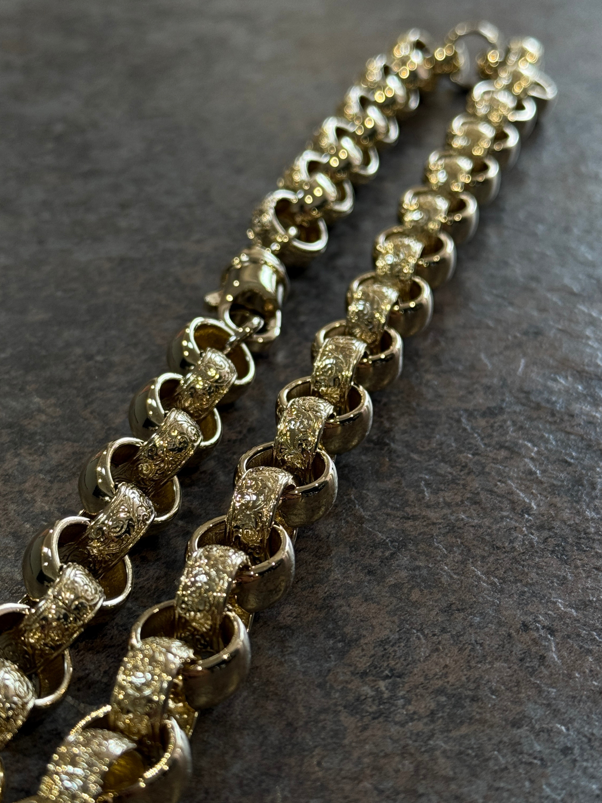9ct Gold Filled Patterned Belcher Chain 15mm