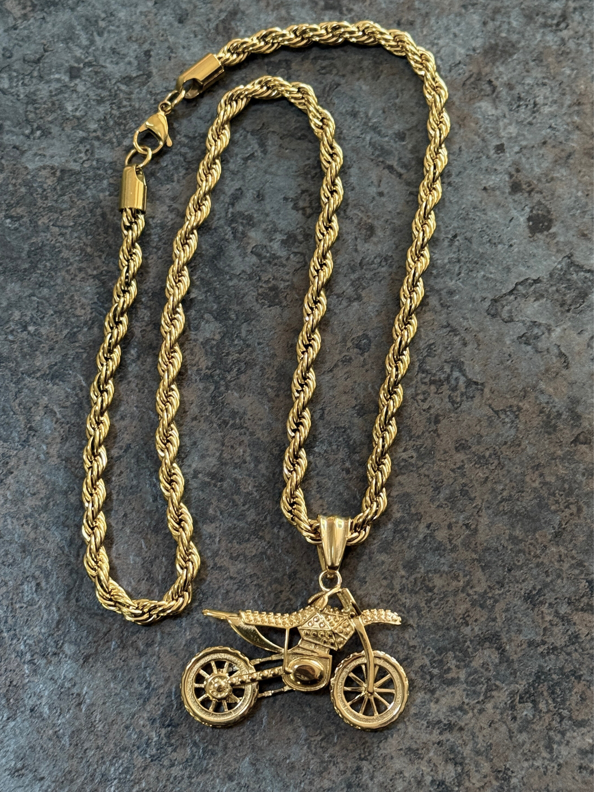 Gold Filled Bike Pendant On A 6mm Rope Chain