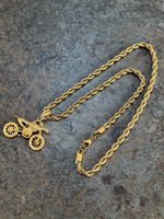 Gold Filled Bike Pendant On A 6mm Rope Chain