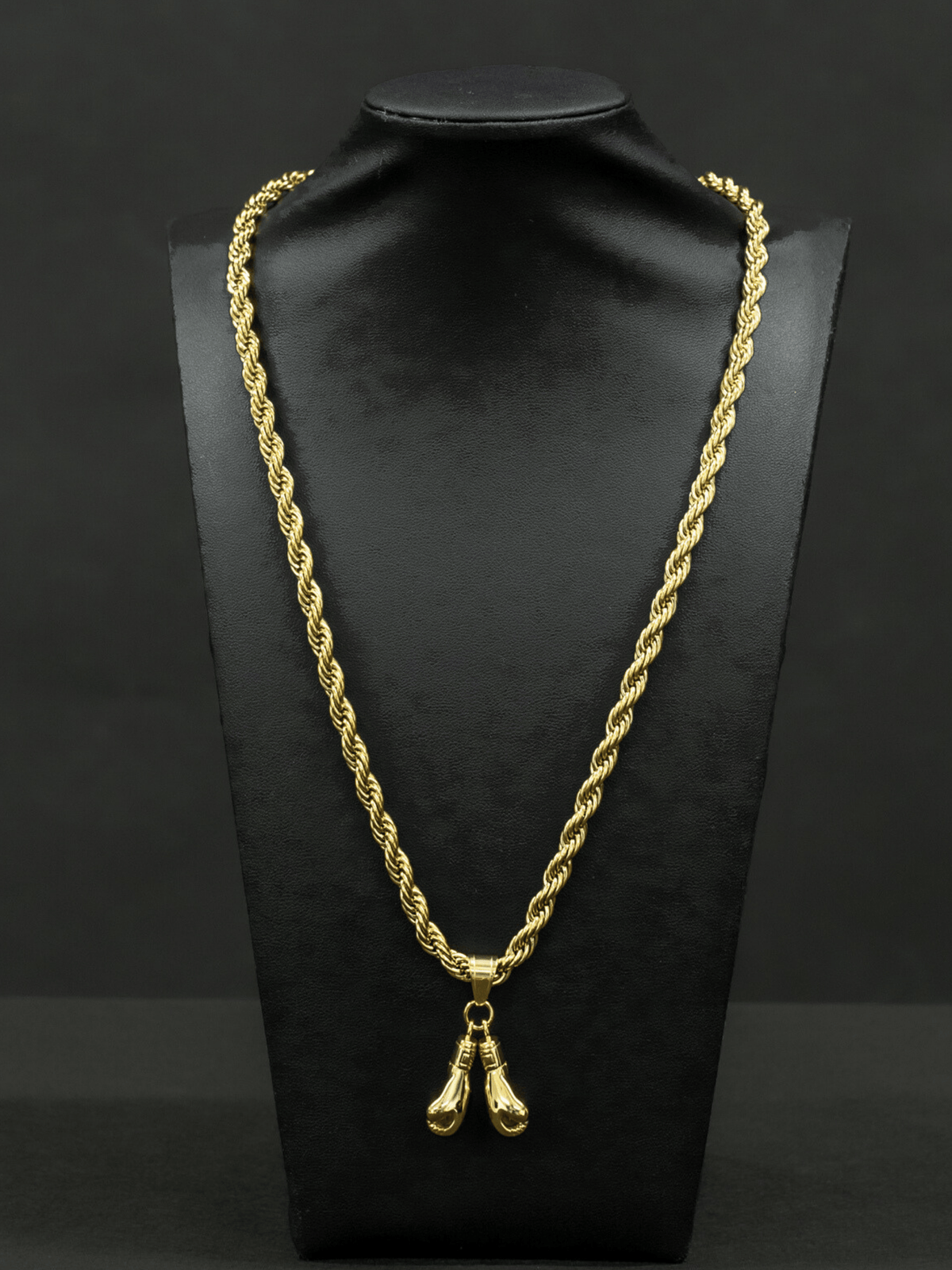 Gold Filled Boxing Gloves Pendant On A 6mm Rope Chain