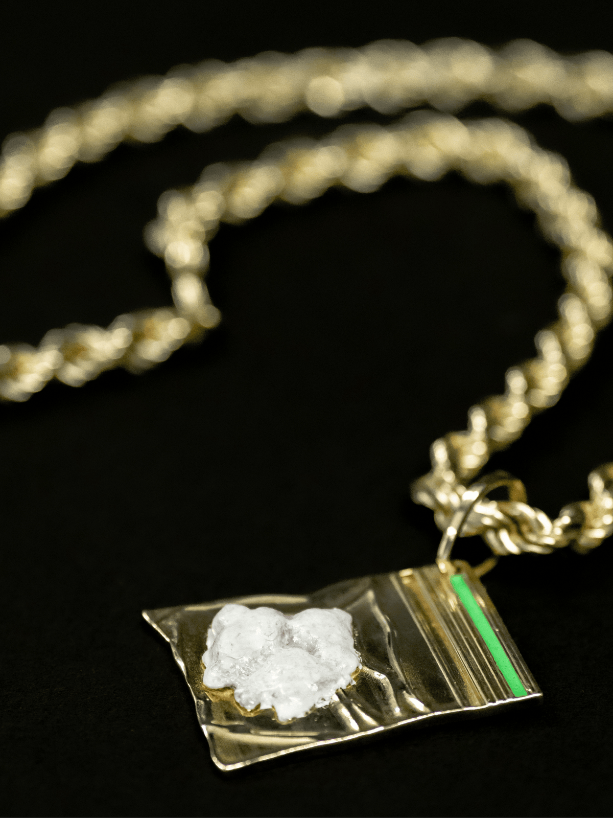 Gold Filled Coke Baggy Pendant on Rope Chain